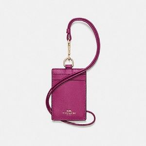 NWT Coach ID Lanyard Fuschia / Magenta leather